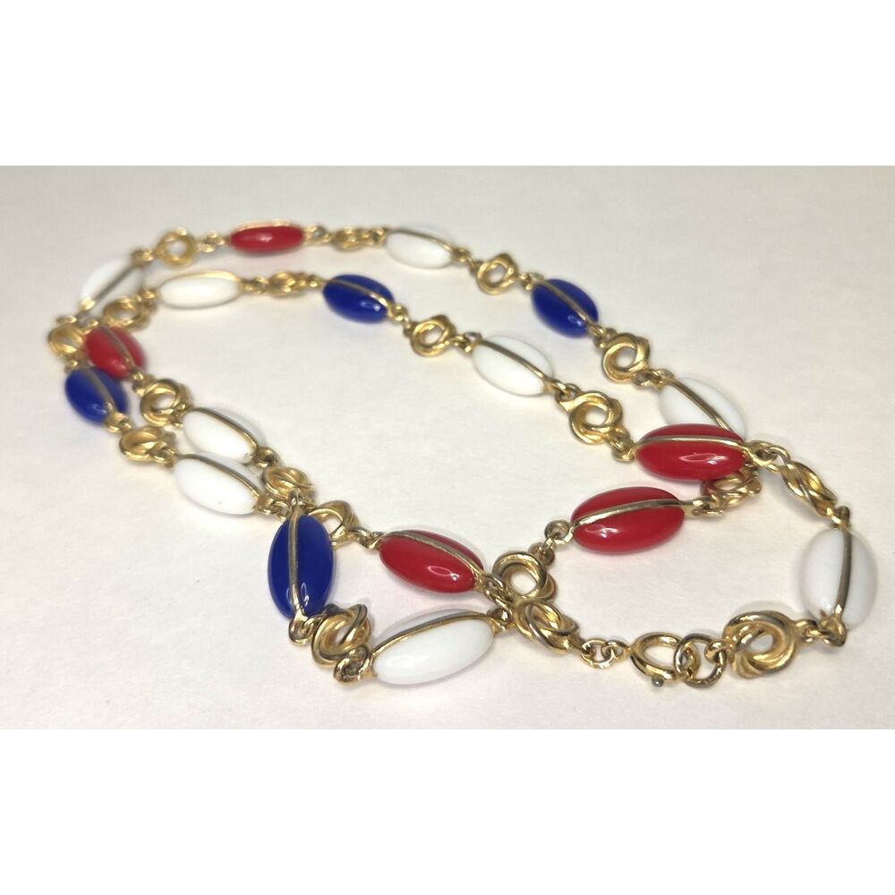 Vintage Patriotic Red White Blue Beads - Picture 3 of 12